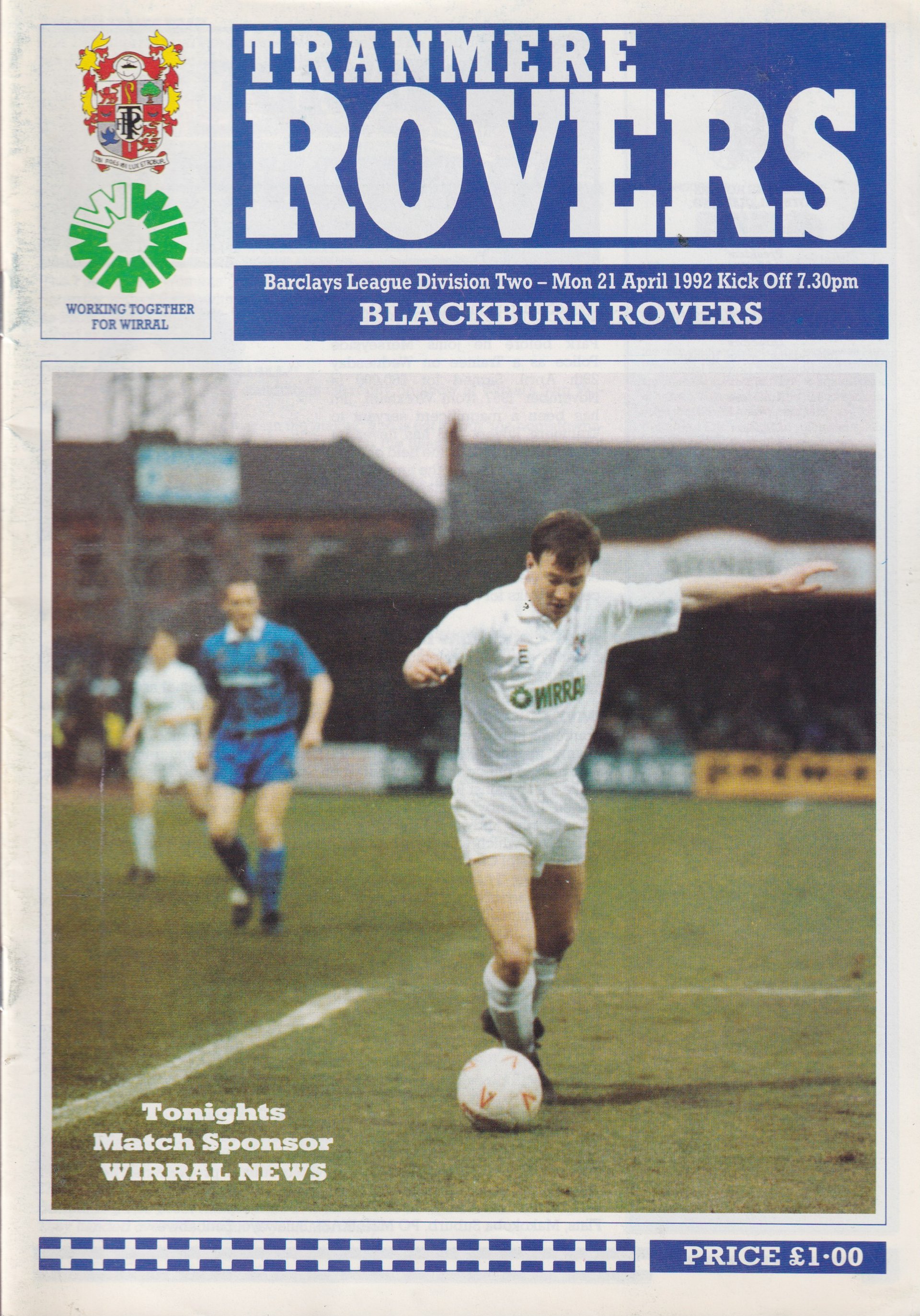Tranmere Rovers v Blackburn Rovers match programme